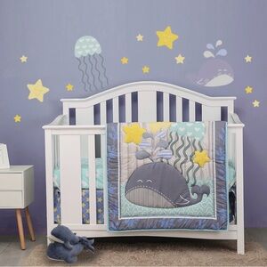 Brandream Sweet Baba Whale Boys Nursery Baby Comforter Crib Set 6 Piece